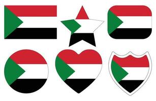 Soudan drapeau dans conception forme ensemble. drapeau de Soudan dans conception forme ensemble. vecteur