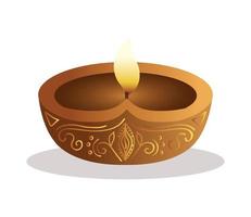 conception de vecteur isolé joyeux diwali diya bougie