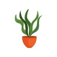 plante d'intérieur en icône de pot en céramique de couleur orange vecteur