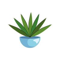 plante d'intérieur en icône de pot en céramique de couleur bleue vecteur