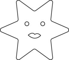 personnage de étoile de mer dans noir ligne art. vecteur