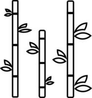 ligne art icône de bambou dans plat style. vecteur