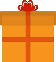 Orange cadeau boîte avec rouge ruban icône dans plat style. vecteur