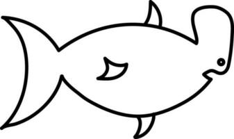 génial marteau poisson dans noir ligne art illustration. vecteur