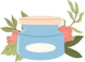 pot avec crème et fleurs. vecteur illustration dans une plat style.