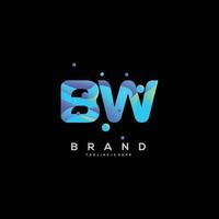 initiale lettre bw logo conception avec coloré style art vecteur
