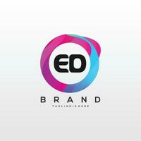 initiale lettre ed logo conception avec coloré style art vecteur