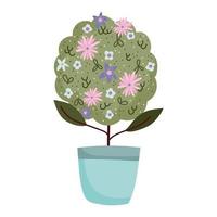 plante en pot arbre fleurs décoration style isolé vecteur