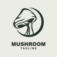 champignon logo, rétro minimaliste conception, nourriture vecteur, champignon usine, icône illustration symbole vecteur