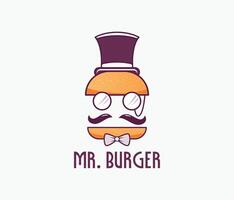 Monsieur Burger logo, café, restaurant, chef, chapeau, logo et vecteurs vecteur