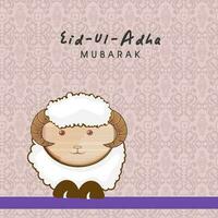 eiduladha mubarak salutation carte avec dessin animé mouton personnage sur rose motif ou filigrane conception Contexte. vecteur