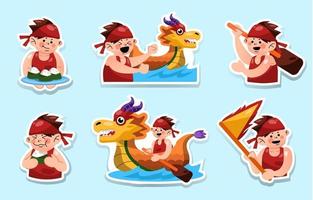 festival de bateau dragon stickers vecteur