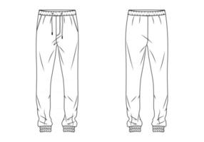 Croquis plat de pantalon de survêtement pour hommes vecteur