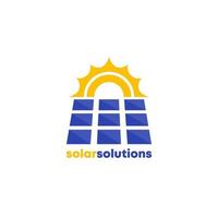 logo de l & # 39; énergie solaire avec panneau et soleil vecteur