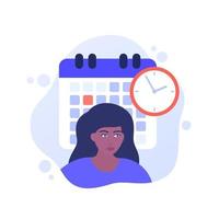 date limite au travail et gestion du temps vector illustration avec une femme