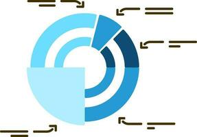 travail processus tarte graphique bleu icône sur blanc Contexte. vecteur