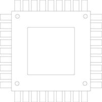 plat ligne art icône de processeur ébrécher. vecteur