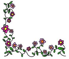 bordure de coin de fleur de marguerite doodle vecteur