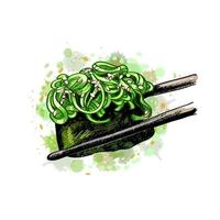 sushi gunkan d'une éclaboussure de croquis dessinés à la main aquarelle illustration vectorielle de peintures vecteur