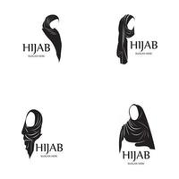 vecteur de silhouette noire de femmes hijab