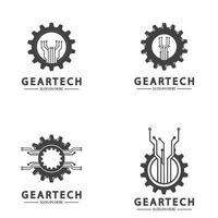 modèle de conception de vecteur de logo tech gear