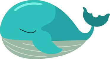 illustration de bleu baleine poisson fermeture sa yeux dans plat style. vecteur