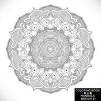 mandala rond ornement floral isolé sur fond blanc élément de design décoratif contour noir et blanc illustration vectorielle pour livre de coloriage imprimer sur tshirt et autres éléments vecteur