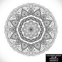 mandala rond ornement floral isolé sur fond blanc élément de design décoratif contour noir et blanc illustration vectorielle pour livre de coloriage imprimer sur tshirt et autres éléments vecteur