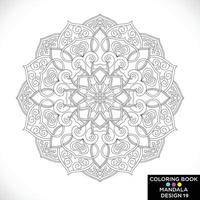 mandala rond ornement floral isolé sur fond blanc élément de design décoratif contour noir et blanc illustration vectorielle pour livre de coloriage imprimer sur tshirt et autres éléments vecteur