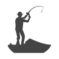 silhouette debout de pêcheur vecteur