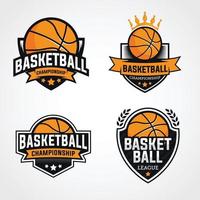 conception de badges de logo de championnat de basket-ball vecteur