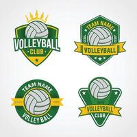 conceptions de badges de logo de volleyball isolés avec bouclier vecteur