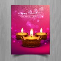 Belle joyeux diwali diya festival de lampe à huile modèle brochure vecteur