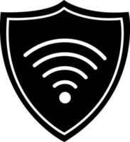 symbole Wifi bouclier dans noir et blanc couleur. vecteur