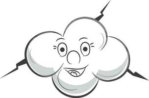 dessin animé personnage de nuage avec orage. vecteur