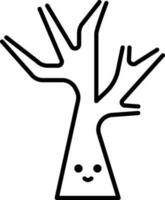 dessin animé visage arbre nu noir accident vasculaire cérébral icône. vecteur