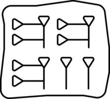 cunéiforme icône ou symbole dans noir ligne art. vecteur