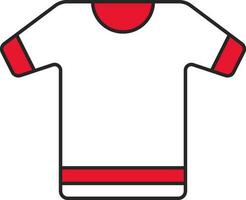plat illustration de rouge et blanc T-shirt icône. vecteur