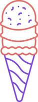 rouge et violet scoop la glace crème cône accident vasculaire cérébral icône. vecteur