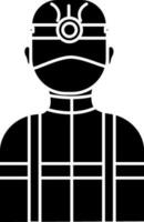 construction ouvrier porter masque icône dans noir et blanc couleur. vecteur