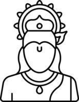sans visage Seigneur krishna Roi icône dans linéaire style. vecteur