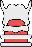 plat larynx partie rétrécissement icône dans rouge et gris couleur. vecteur