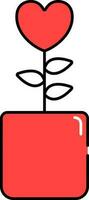 illustration de l'amour plante rouge et blanc icône. vecteur
