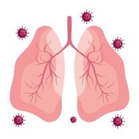 Particules de virus covid19 avec organes pulmonaires vecteur