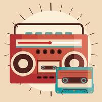 Ancien appareil radio rétro avec icône de cassette