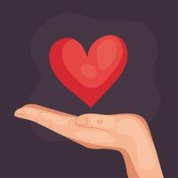 main humaine tenant icône d & # 39; amour coeur vecteur