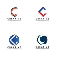modèle de conception lettre c flèche logo icône vector illustration