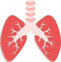 plat style poumons Humain organe icône dans rouge couleur. vecteur