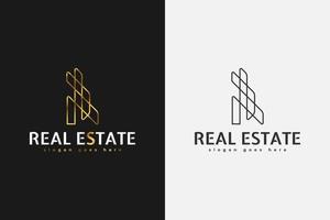 logo immobilier minimaliste en dégradé d'or avec style de ligne vecteur