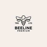 abeille ligne logo vintage icône illustration premium vecteur